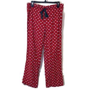 Vineyard Vines Red Whale Logo Christmas Santa Flannel Pajama Medium Womens NEW